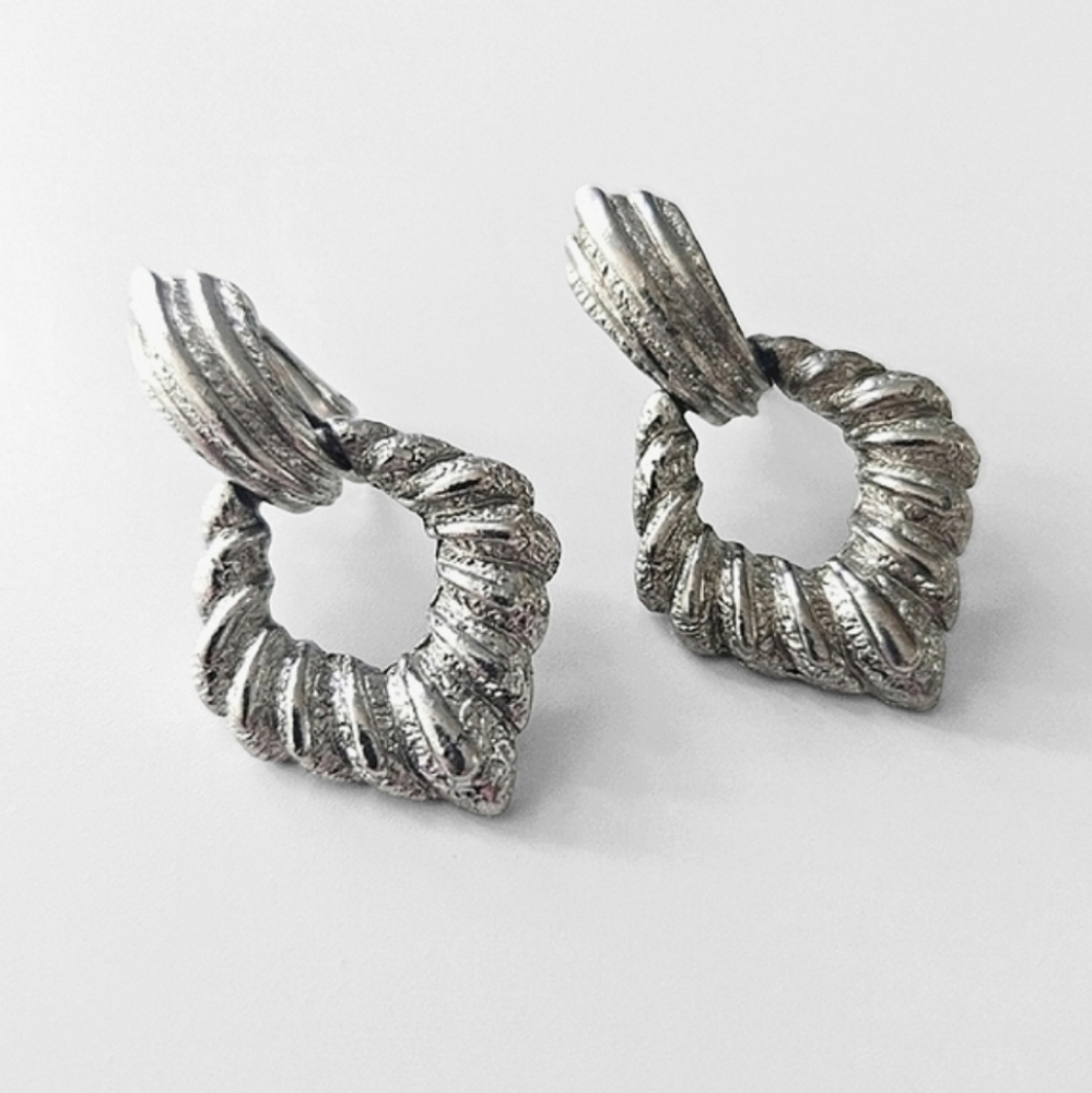 Vintage Arthur Pepper ART Silver Door Knocker Dangle  Earrings